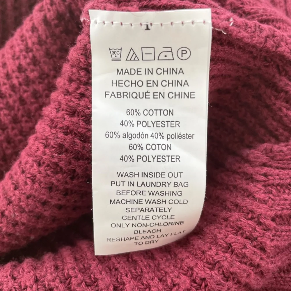 MICHAEL MICHAEL KORS Women’s Small Merlot Waffle Weave Knit Turtleneck Sweater